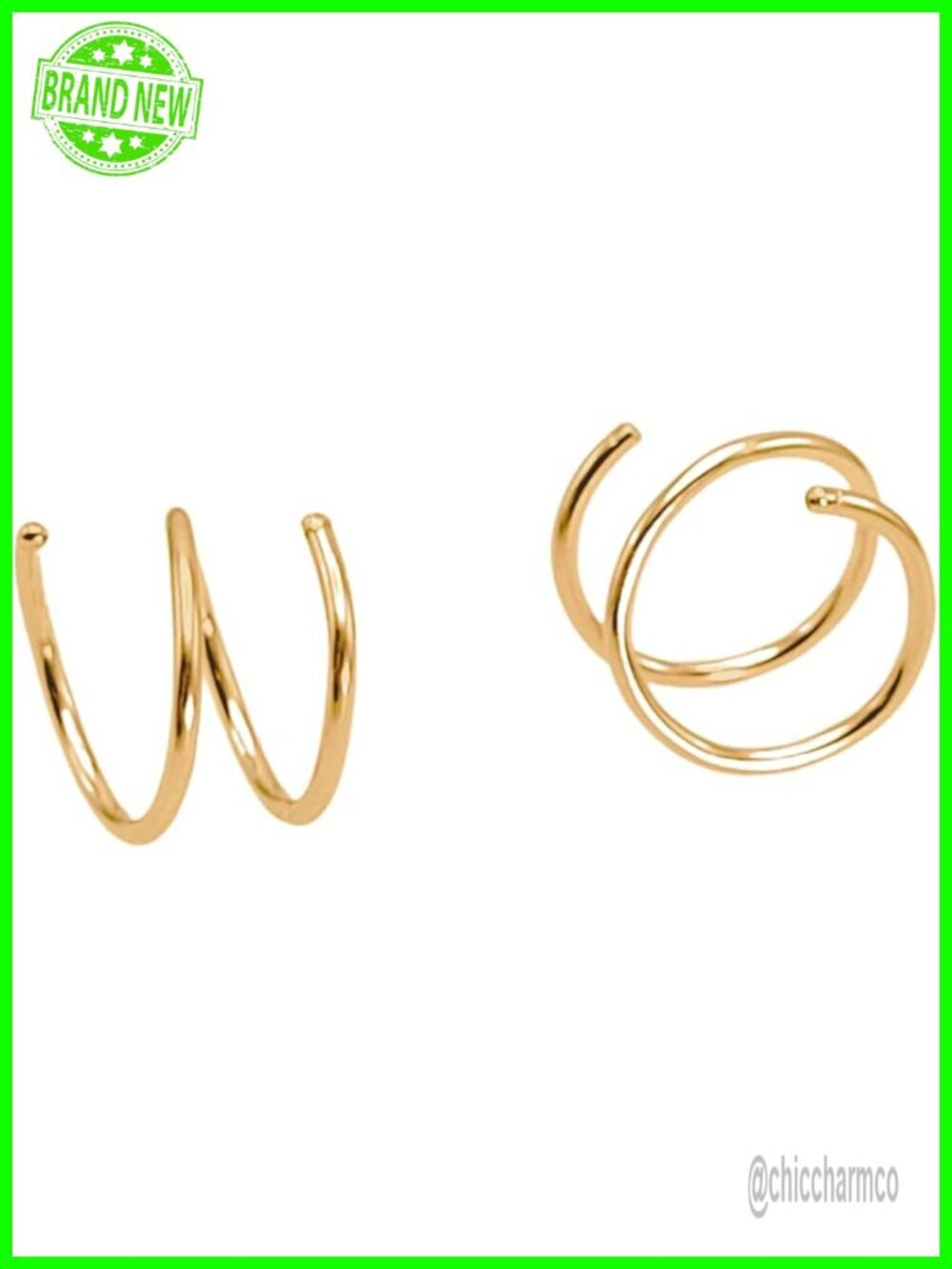 14K Gold Filled Double Hoop Twist Earrings for Single Piercing - Tiny Spiral